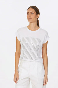 Marc Aurel 7684-7000-73859 T-Shirt with metallic sequin embroidery
