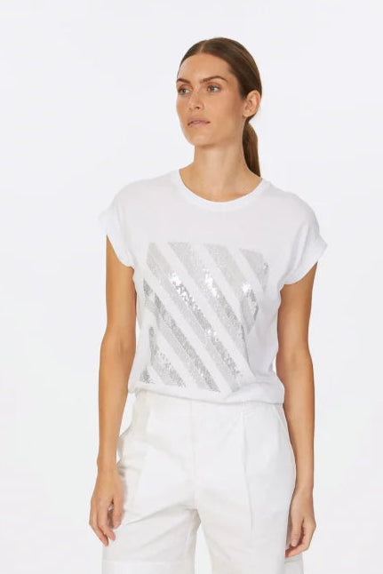 Marc Aurel 7684-7000-73859 T-Shirt with metallic sequin embroidery