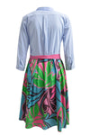 41-2224-1217 KIWI PRINT Milano wind belted dress with print skirt