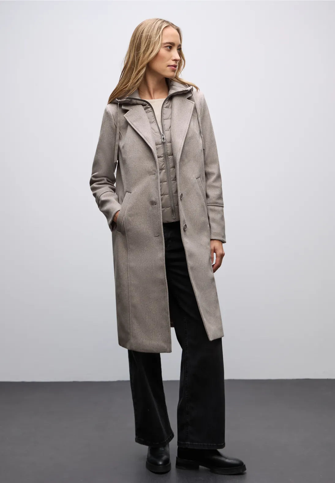 Street One 202124 Long Revers Coat w. Removable