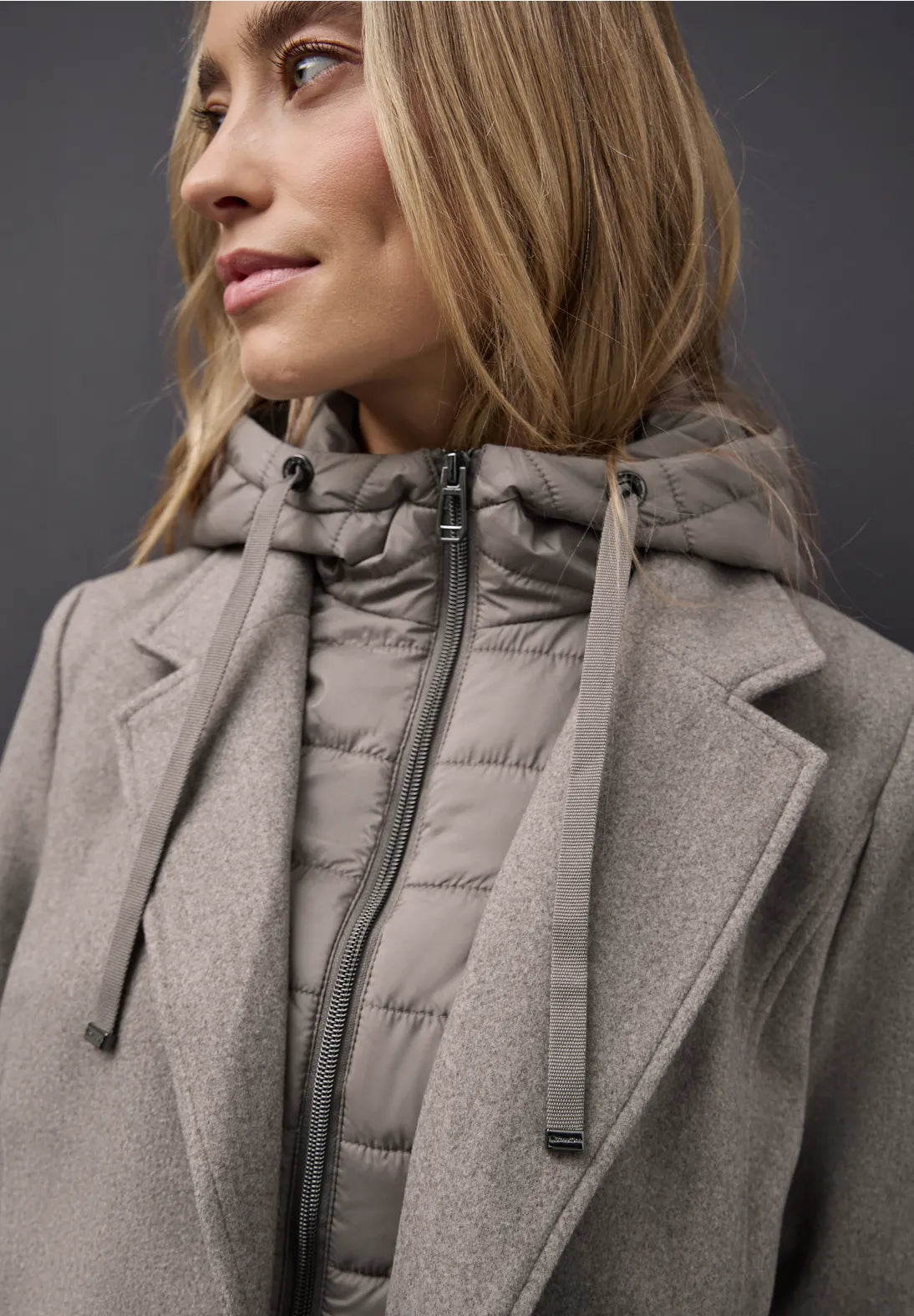 Street One 202124 Long Revers Coat w. Removable