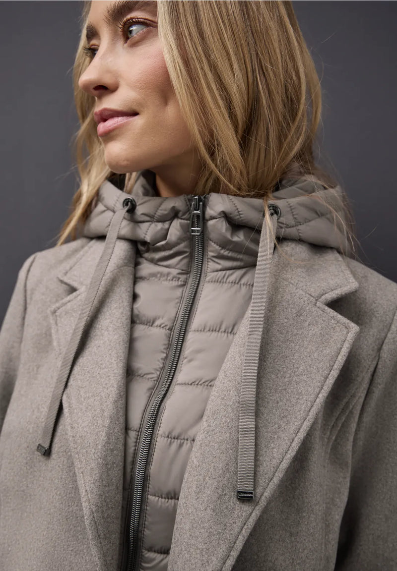 Street One 202124 Long Revers Coat w. Removable