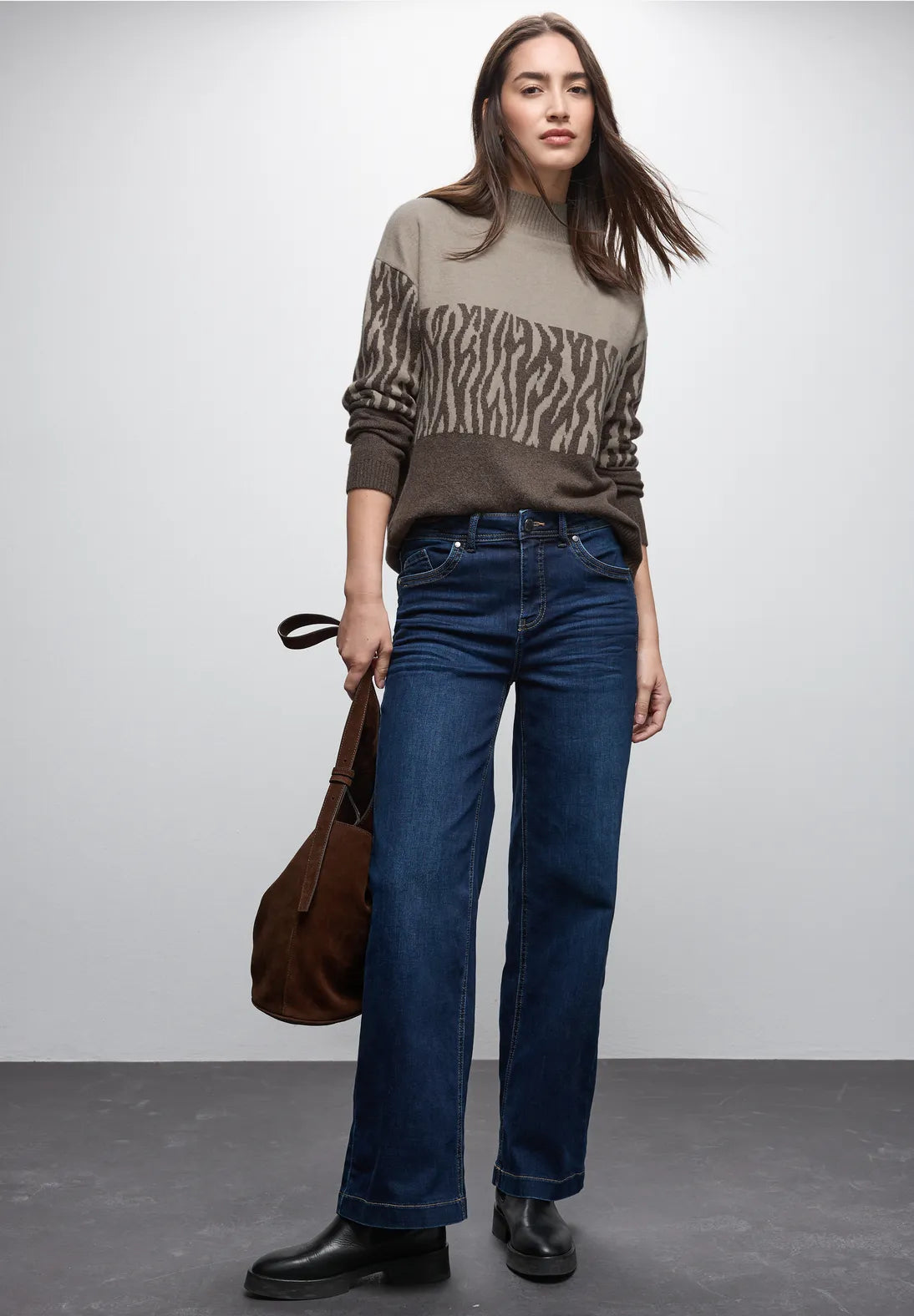 Street One 303479 Color Block Jacquard Sweater