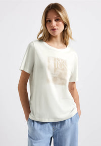 Street One 323341 partprint shirt w.foil wording