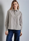 345326 Striped Cotton Shirt Collar Blouse Street One