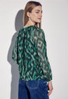 Street One hunter green 345532 Chiffon roundneckblouse w slit