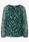 Street One hunter green 345532 Chiffon roundneckblouse w slit