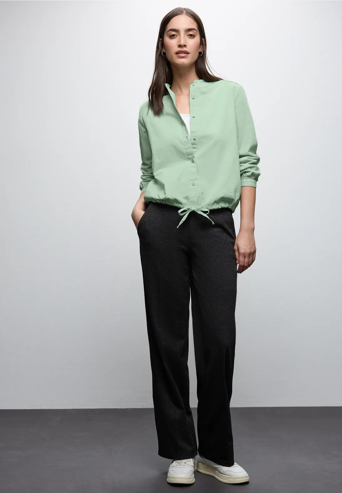 Street One 346050 Corduroy Blouse W Gathered Hem