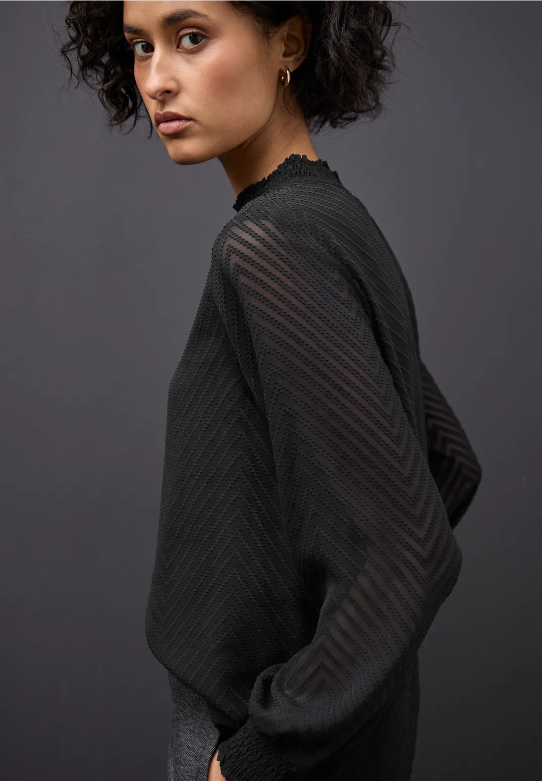 Street One 346169 Dobby Chiffon Blouse W Smok Detail