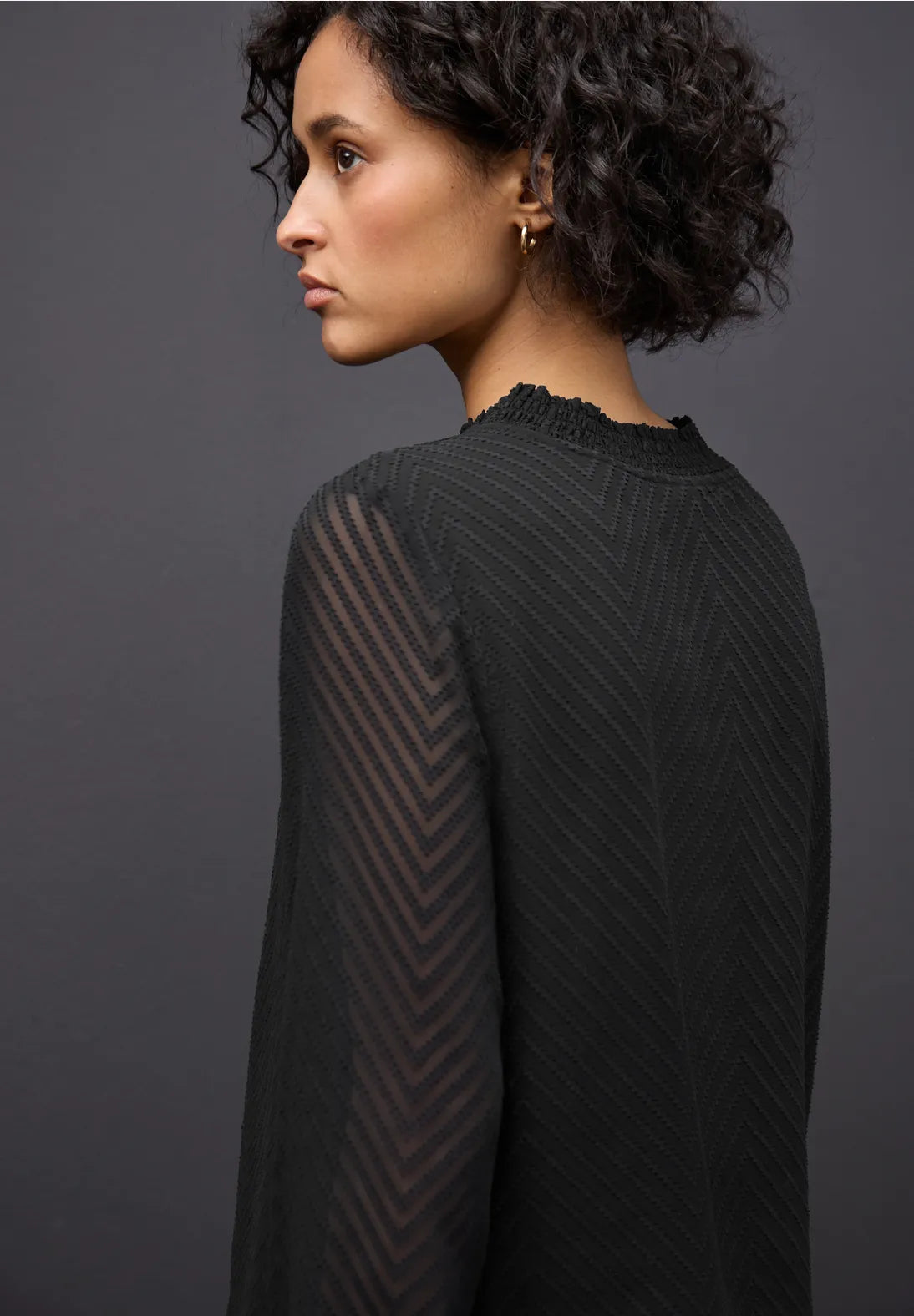 Street One 346169 Dobby Chiffon Blouse W Smok Detail