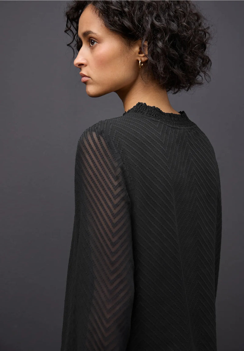 Street One 346169 Dobby Chiffon Blouse W Smok Detail