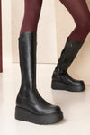 NeroGiardini I514902D Leather and Technical Fabric Platform Boots