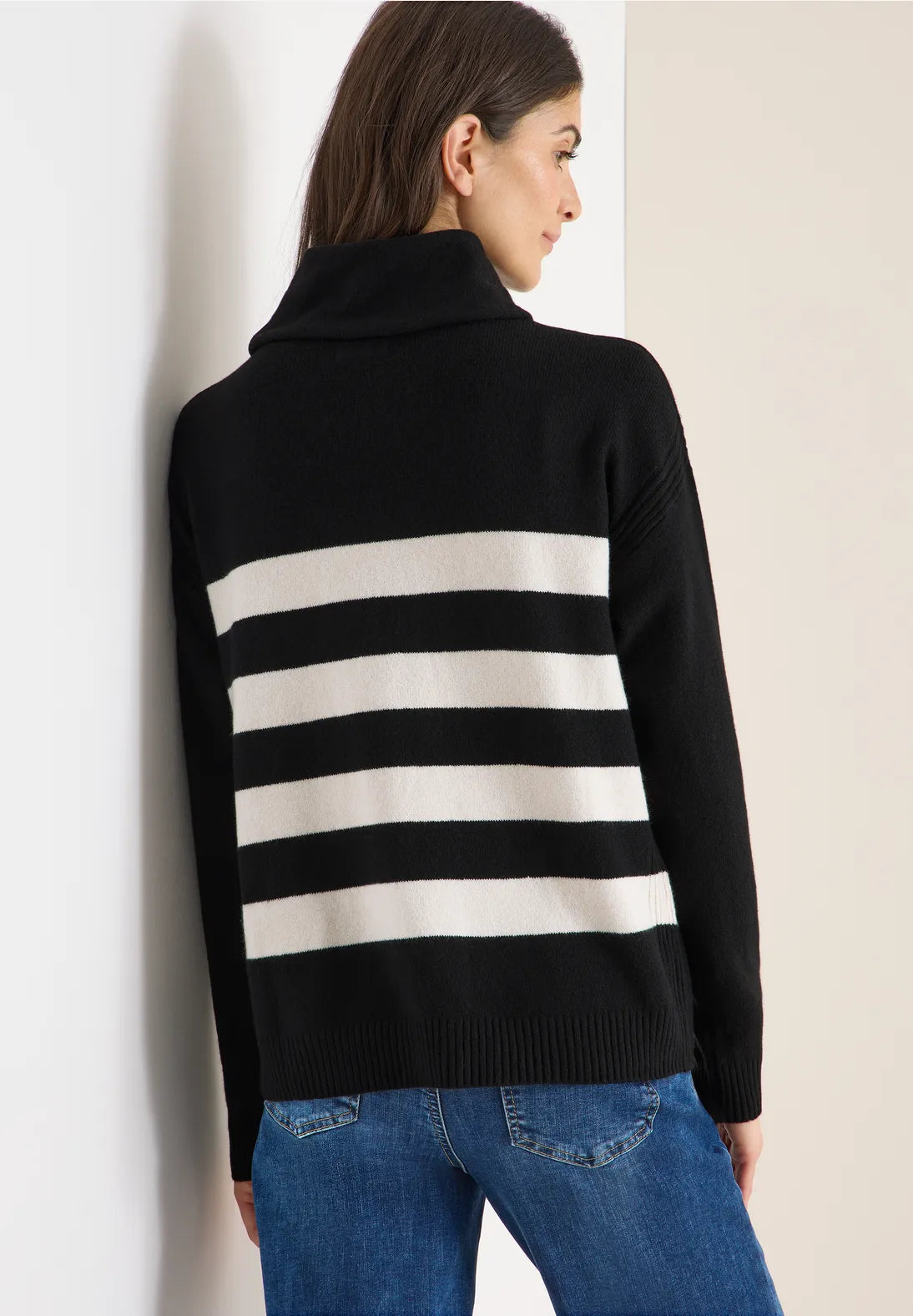 CECIL 303395 Gemütlicher Rollkragenpullover mit Streifen