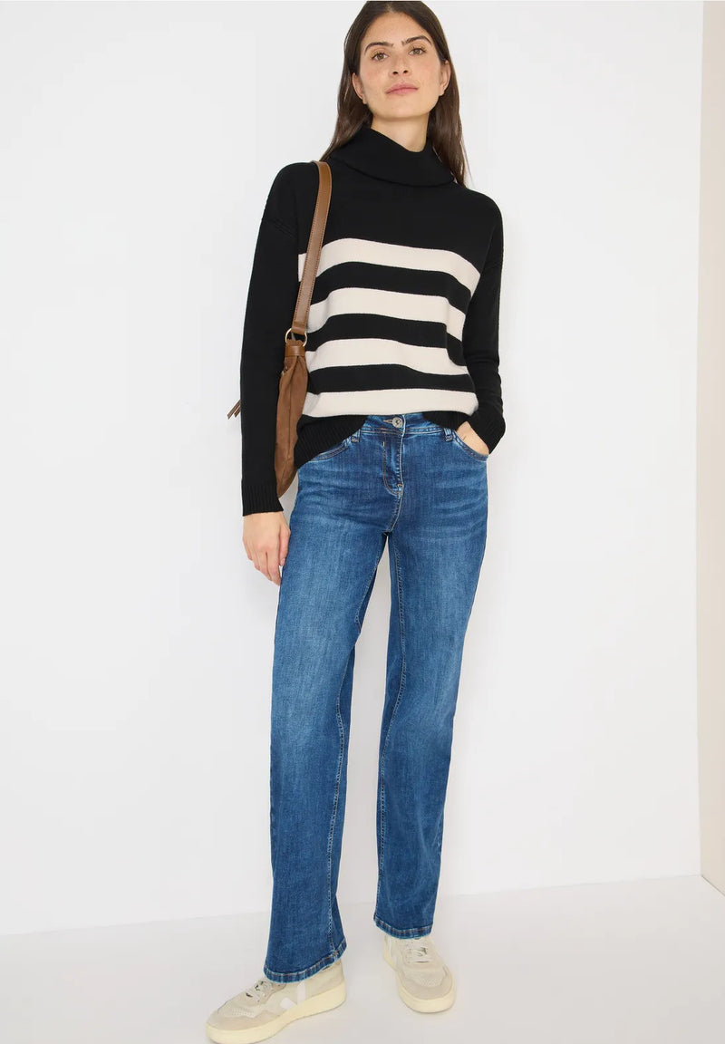 CECIL 303395 Gemütlicher Rollkragenpullover mit Streifen