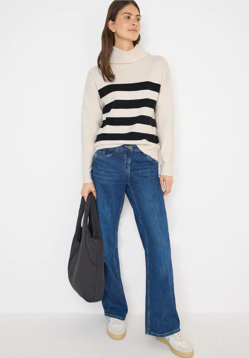 CECIL 303395 Gemütlicher Rollkragenpullover mit Streifen