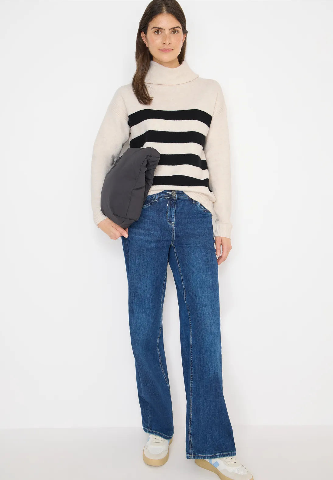 CECIL 303395 Gemütlicher Rollkragenpullover mit Streifen