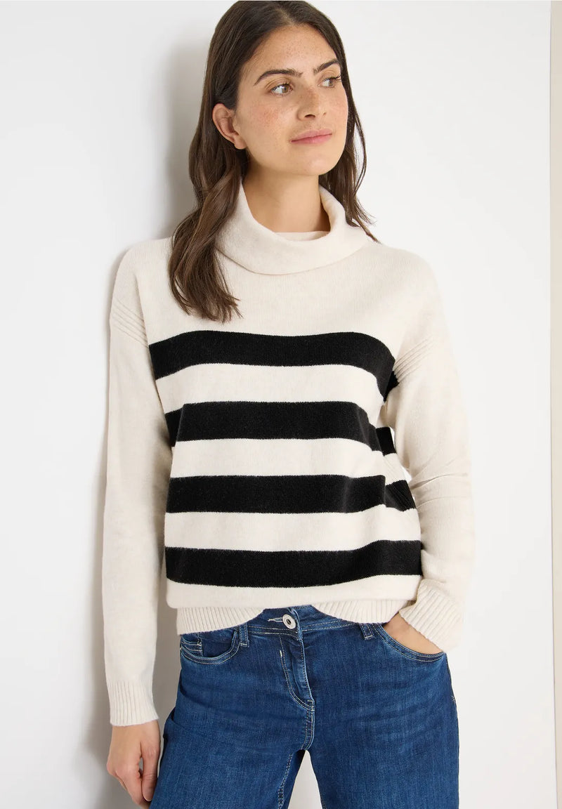 CECIL 303395 Gemütlicher Rollkragenpullover mit Streifen