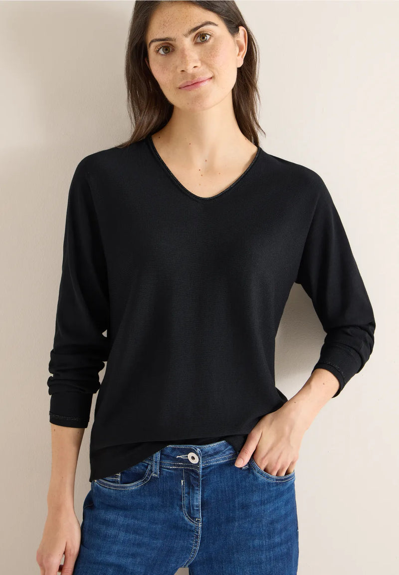 CECIL 303646 V-Neck Dolman Lurex Detail