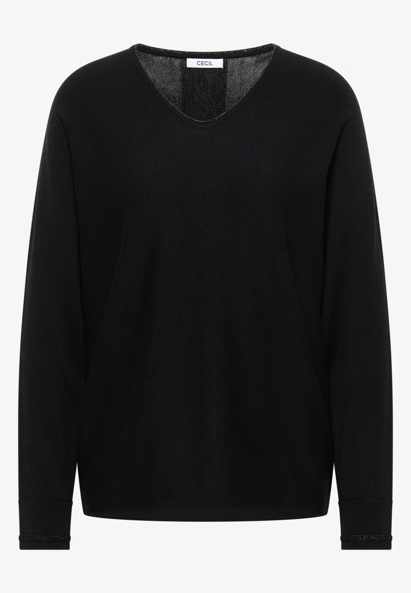 CECIL 303646 V-Neck Dolman Lurex Detail