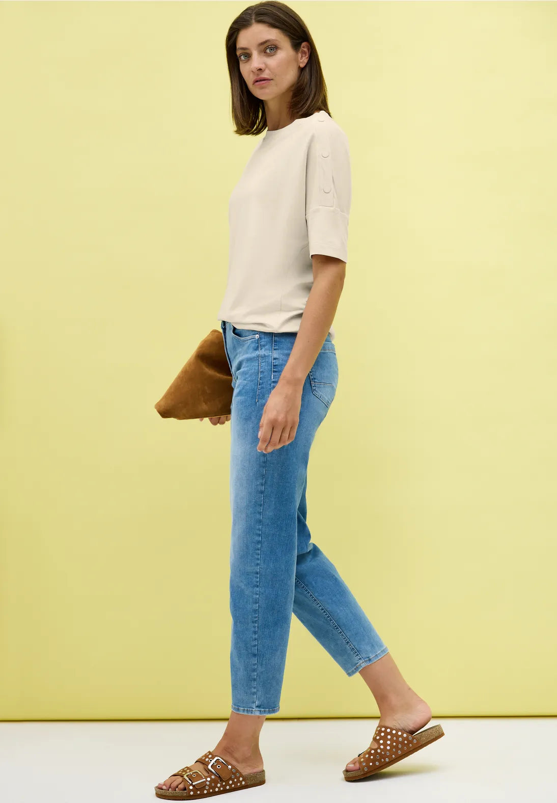 CECIL 323717 Solid T-Shirt With Buttons