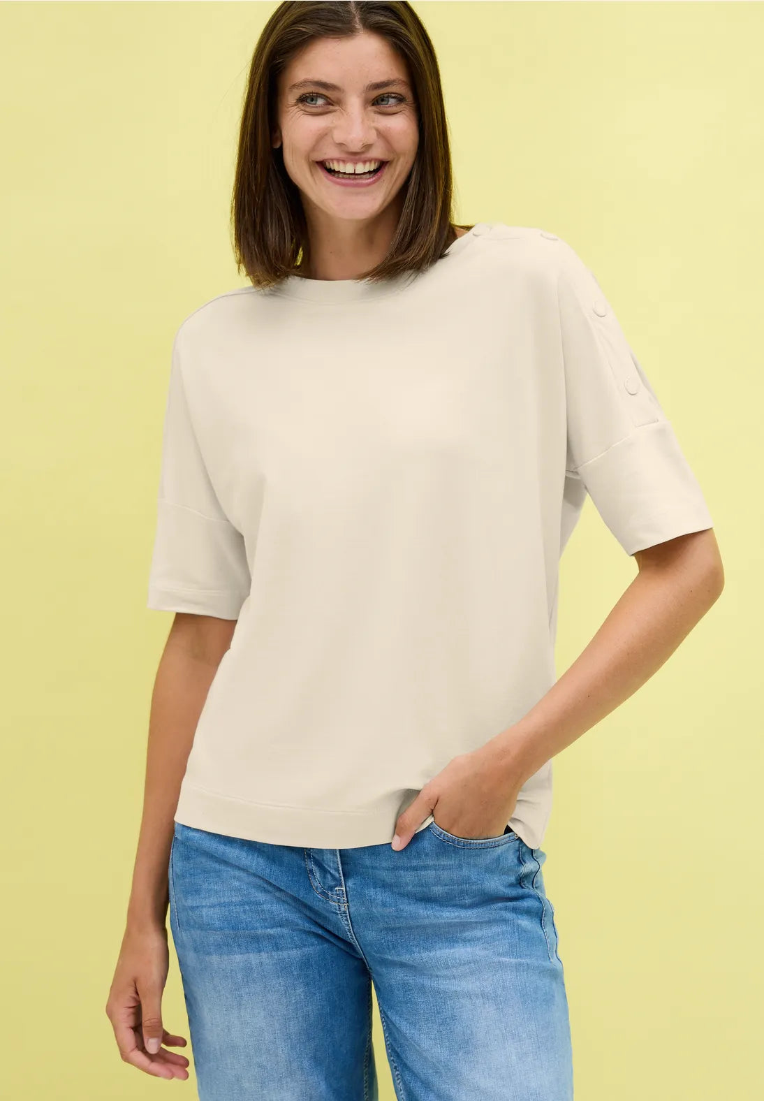 CECIL 323717 Solid T-Shirt With Buttons