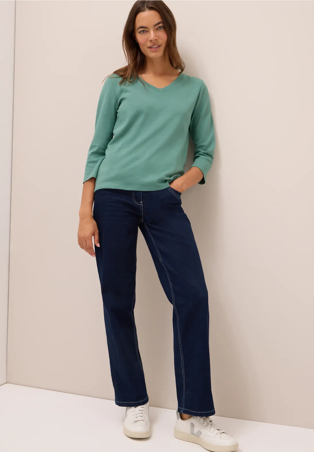 CECIL 323865 Essential T-Shirt mit V-Ausschnitt