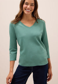 CECIL 323865 Essential T-Shirt mit V-Ausschnitt