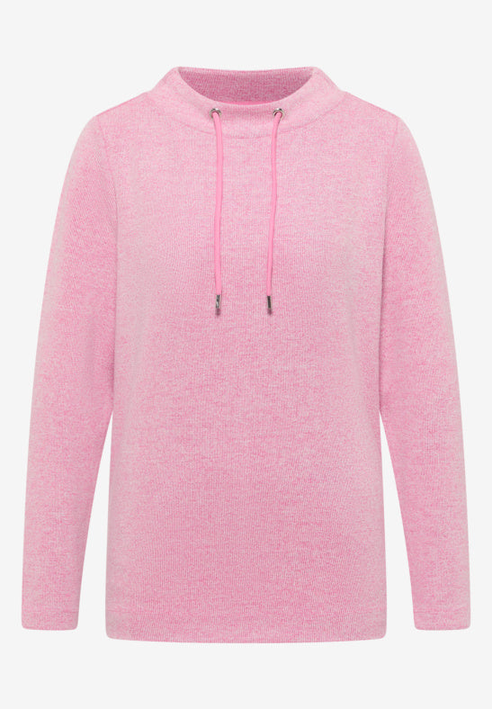 CECIL 324153 Melange Rib Funnel Neck