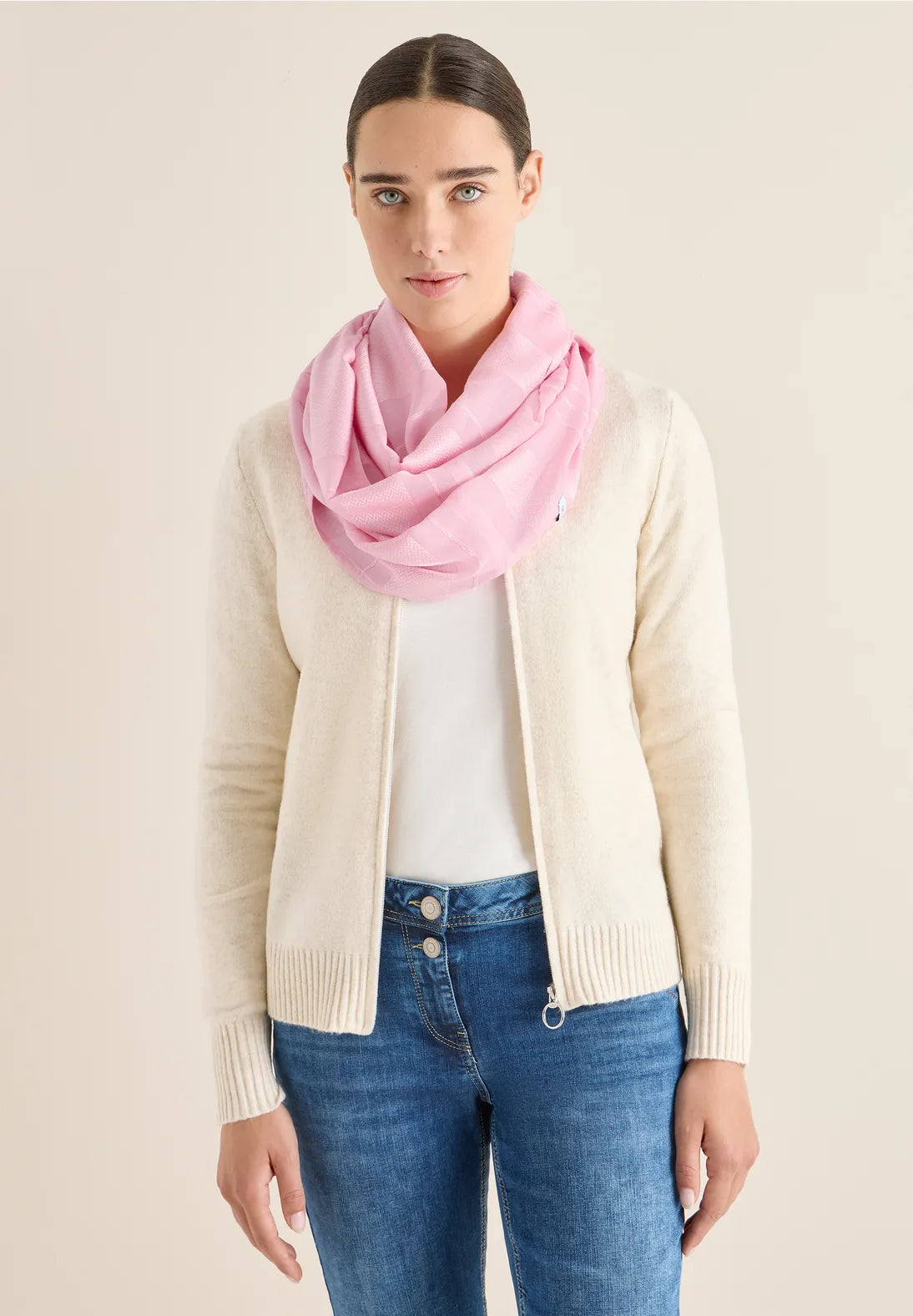 CECIL 572933 Solid Woven Self Stripe Loop Scarf