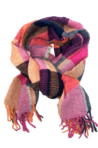 BEST OF IRISH GS25106 Crinkle Check Scarf & Pom Pom Hat Giftset
