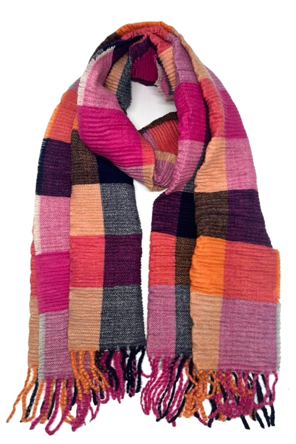 BEST OF IRISH GS25106 Crinkle Check Scarf & Pom Pom Hat Giftset