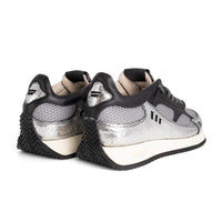 Andiafora Hoty Cracked Silver Ladies leather Shoes With Rubber Soles