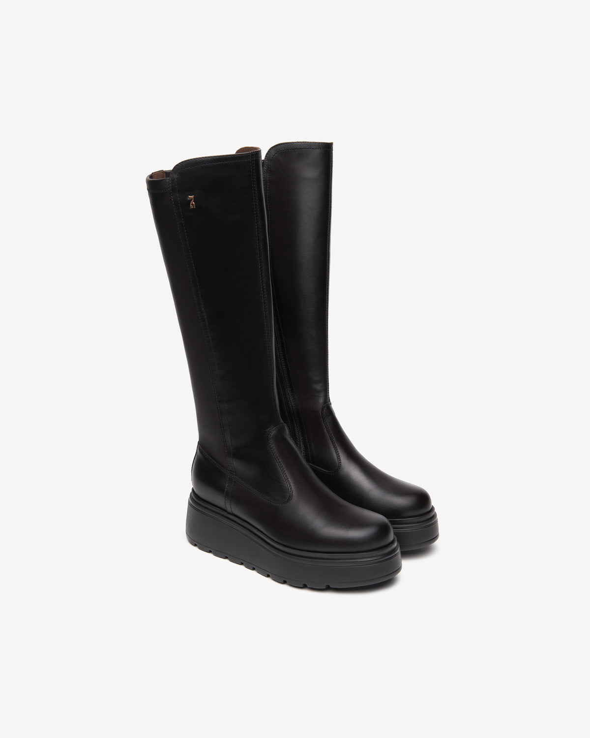 NeroGiardini I514902D Leather and Technical Fabric Platform Boots