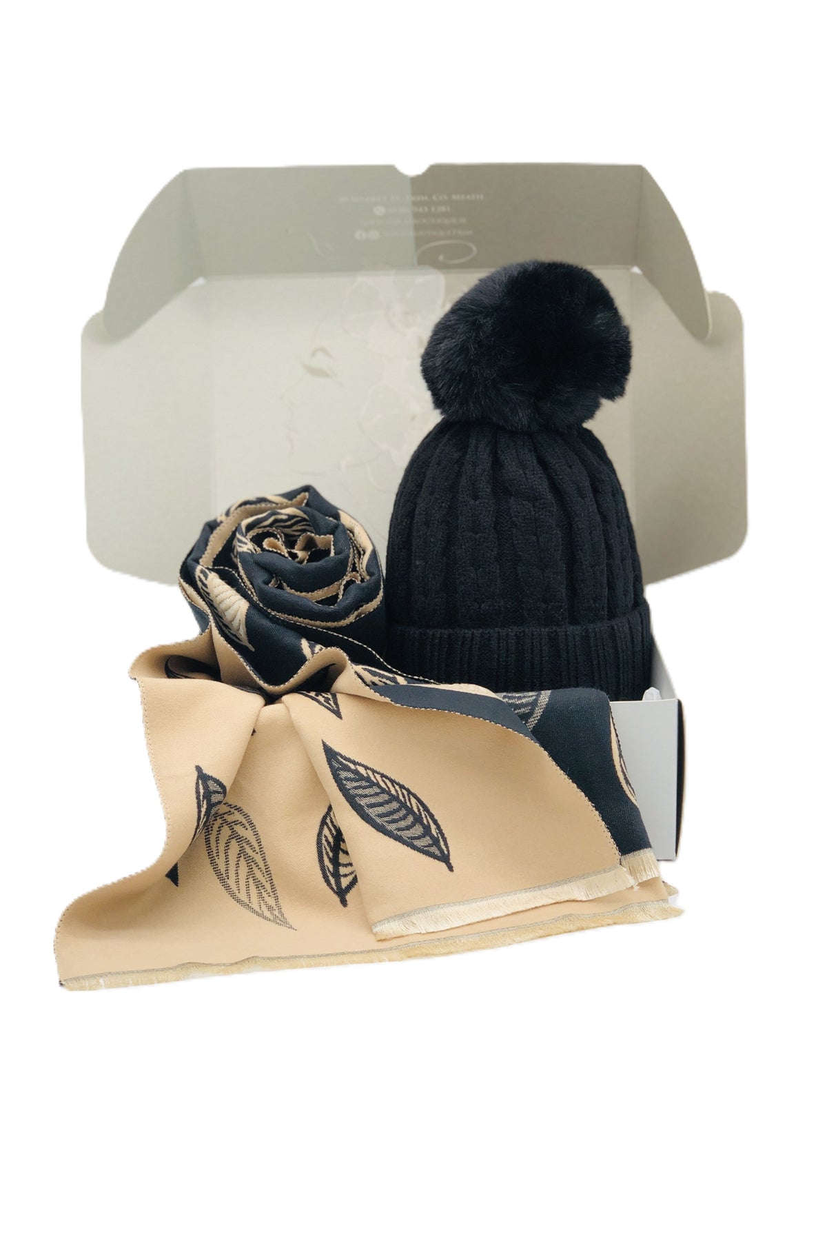 BEST OF IRISH GS25102 Reversable Pashmina Pom Pom Hat Gift Set