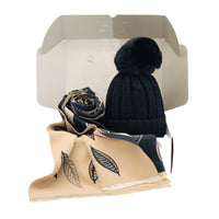 BEST OF IRISH GS25102 Reversable Pashmina Pom Pom Hat Gift Set