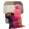 BEST OF IRISH GS25106 Crinkle Check Scarf & Pom Pom Hat Giftset