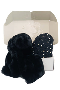 BEST OF IRISH GS25103 Bejewelled Beanie Hat & Faux Fur Scarf Gift Set