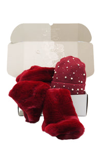 BEST OF IRISH GS25103 Bejewelled Beanie Hat & Faux Fur Scarf Gift Set