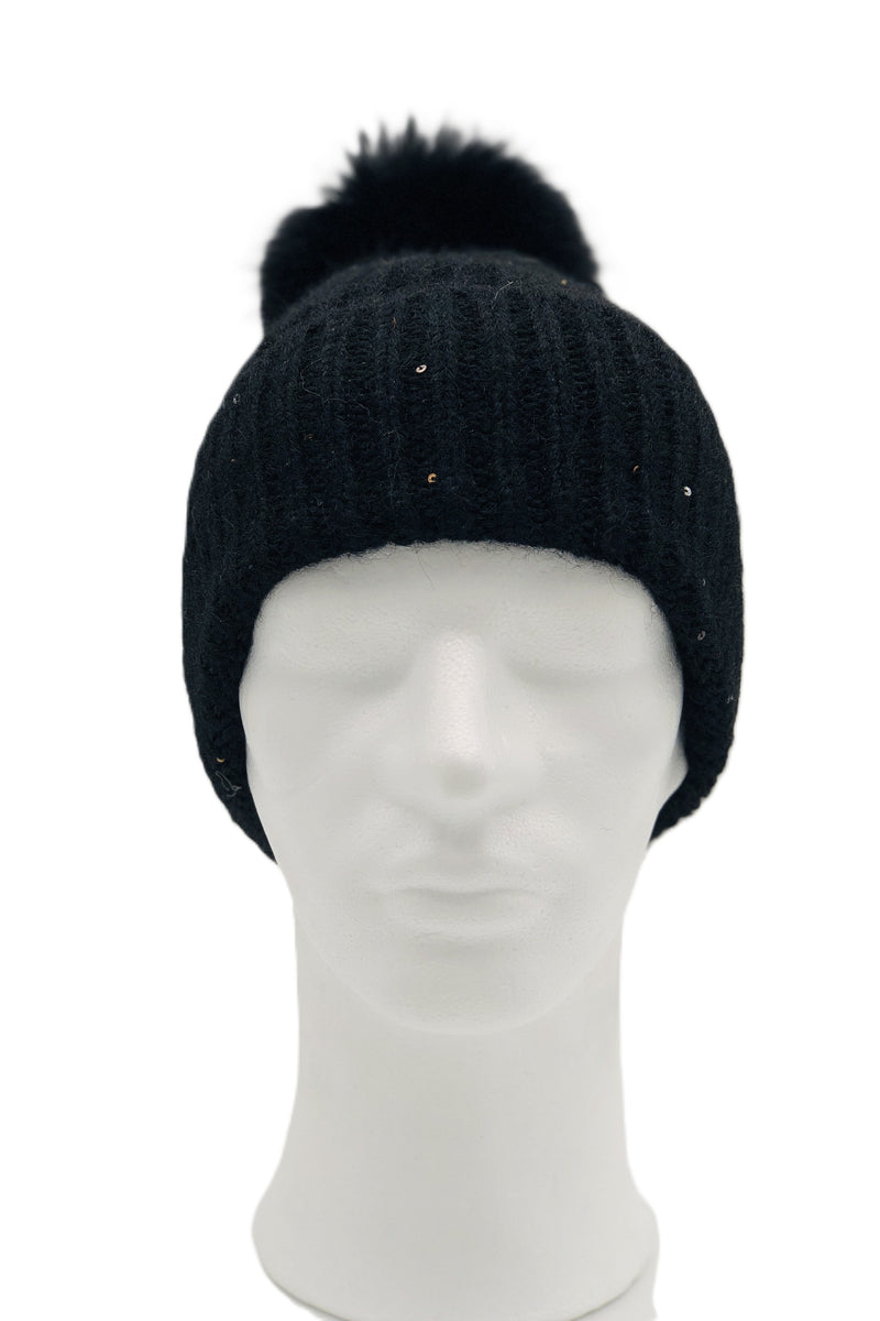 BEST OF IRISH GS25104 Checkerboard Scarf & Sparkle Pom Pom Hat Giftset