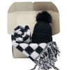 BEST OF IRISH GS25104 Checkerboard Scarf & Sparkle Pom Pom Hat Giftset