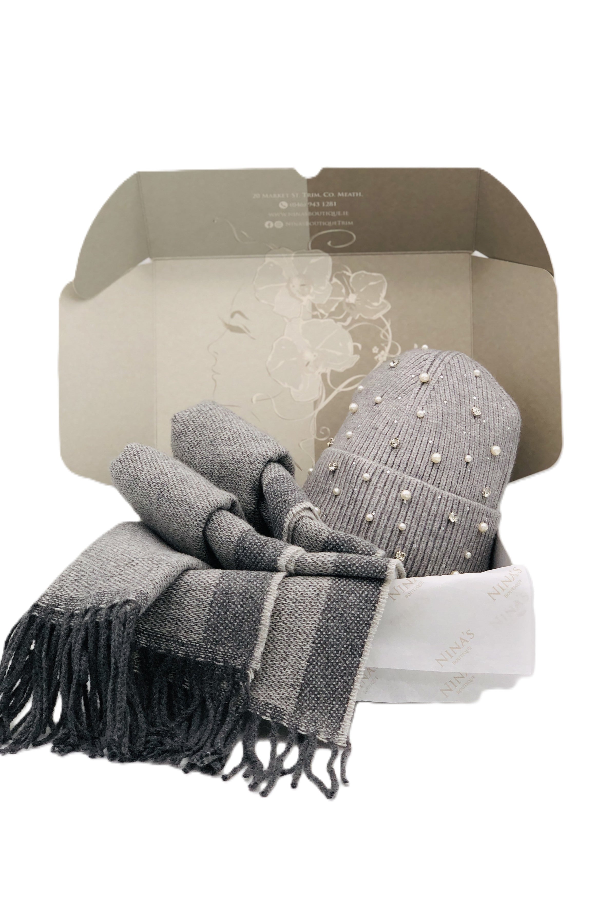 BEST OF IRISH GS25105 Pashmina & Bejewelled Beanie Gift Set