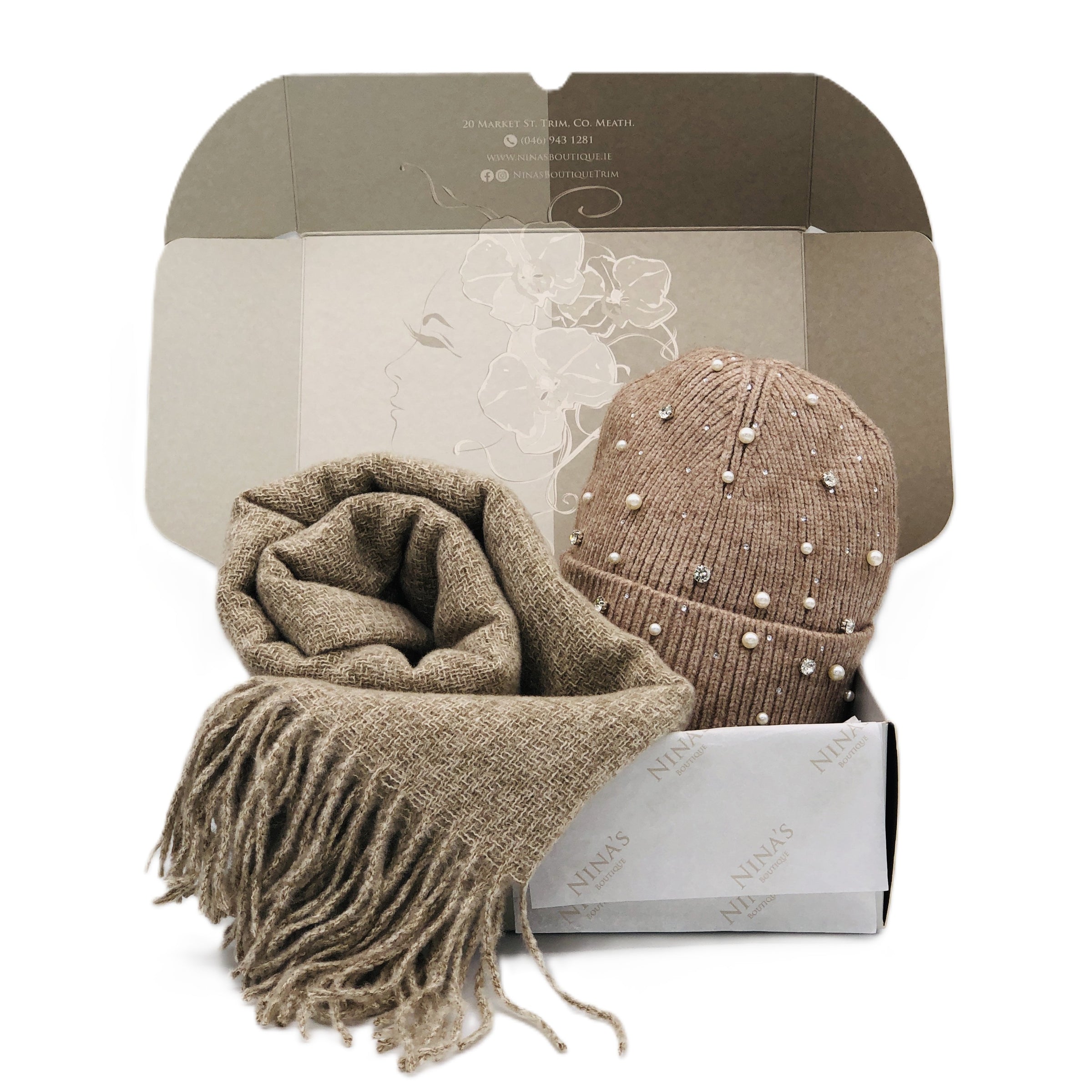 BEST OF IRISH GS25105 Pashmina & Bejewelled Beanie Gift Set