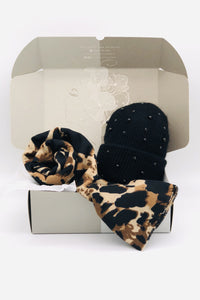 BEST OF IRISH GS25112 Sparkle Beanie/Animal Print Scarf