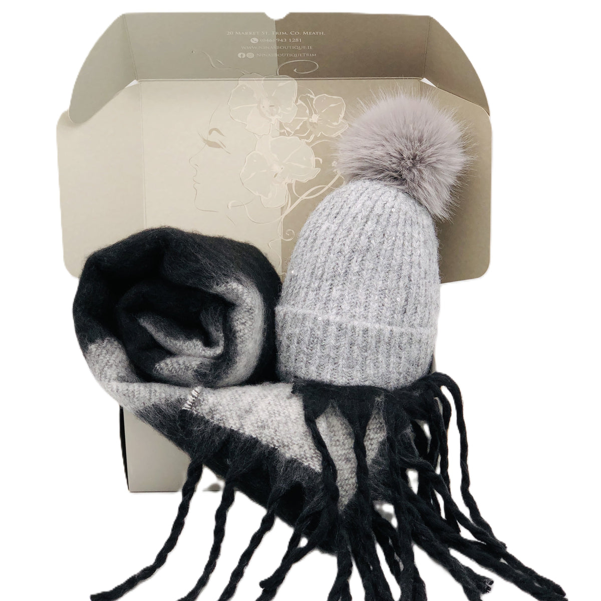 BEST OF IRISH GS25110 Happy Scarf & Pom Pom Hat Giftset