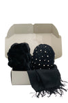 BEST OF IRISH GS25108 Half Faux Fur Scarf & Bejewelled Beanie Gift Set