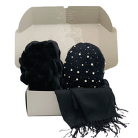 BEST OF IRISH GS25108 Half Faux Fur Scarf & Bejewelled Beanie Gift Set