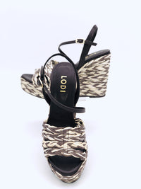 LODI LOVE Yukine Brown & White 2 Tone Wedge Sandal