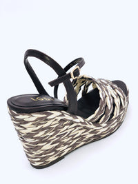 LODI LOVE Yukine Brown & White 2 Tone Wedge Sandal
