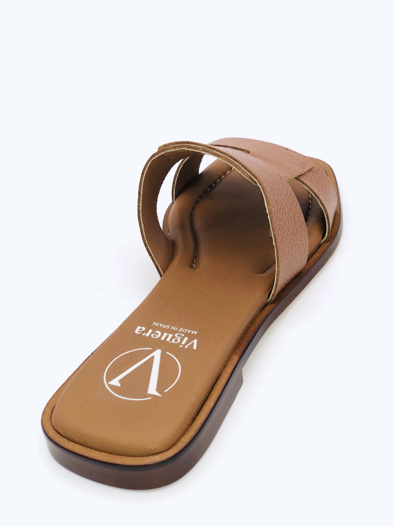 2010-A TAN Viguera interlocking slider sandal