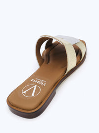 2010-A Platinum/Silver Viguera interlocking slider sandal